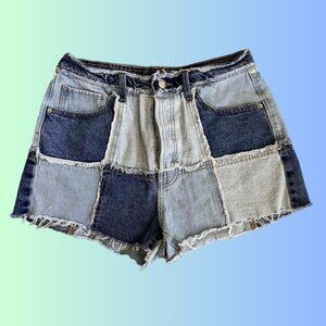 Patchwork Denim Shorts